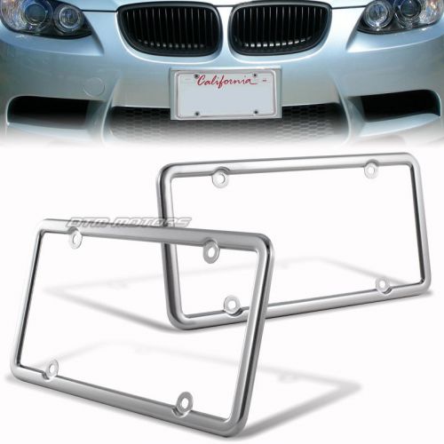 2pcs classic plain slim thin light metal license plate tag frame 12&#034;x6&#034;