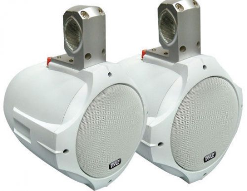 Pair new pyle plmrw85 8&#039;&#039; 300 watt two-way white wake board  marine speakers