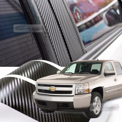 Carbon black b pillar post decal 4p for chevrolet 2007-13 silverado extended cab