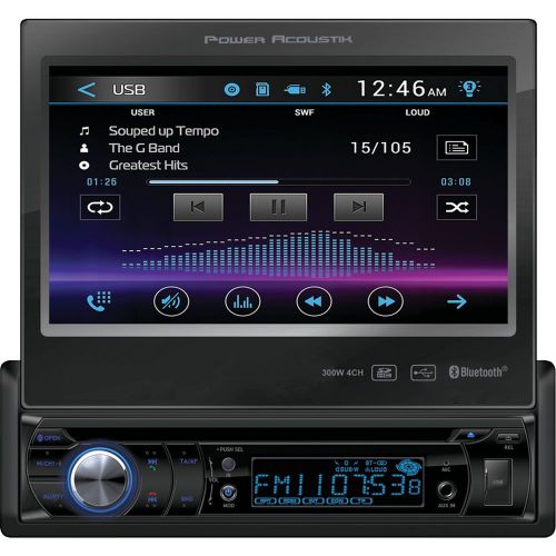 Power acoustik pd-724b 7&#034; single-din in-dash motorized lcd touchscreen dvd re...