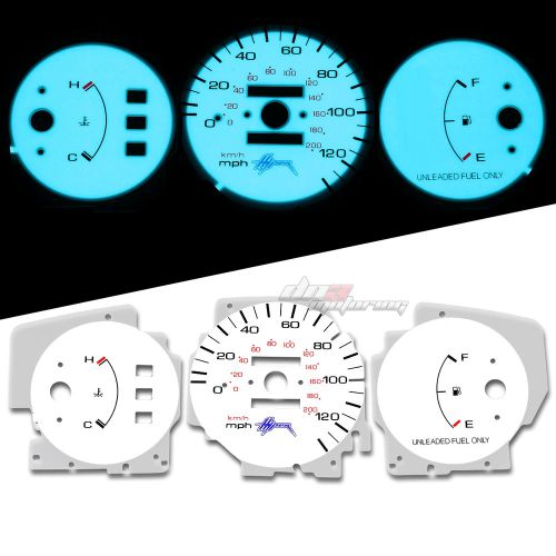 Indiglo glow gauge+harness dash face for 92-95 honda civic dx lx cx no tach mt