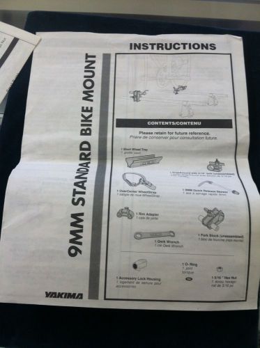 Yakima 9mm standard bike mount instructions only