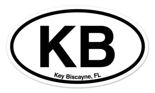 Kb key biscayne fl oval car window bumper sticker decal 5&#034; x 3&#034;