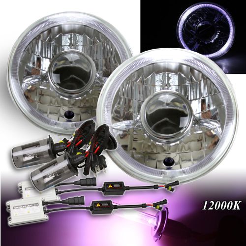 White led halo for euro car! 7&#034; h6024 usa projector headlights + 55w hid 12000k