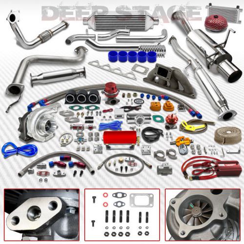 T04e t3t4 27pc turbo kit+intercooler+steel manifold+ catback 94-97 del sol b16a3