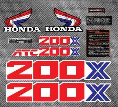 1986 86&#039; atc 200x 10pc vintage atv sticker decals graphics kit