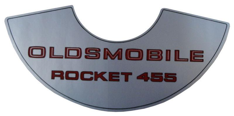 1969 1970 1971 1972 1973 1974 oldsmobile "rocket 455" air cleaner decal 455 4-v