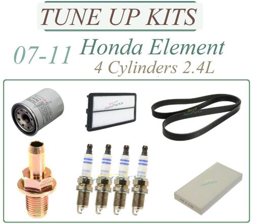 Tune up kit 07-11 honda element 2.4l4: spark plugs air oil cabin filter belt pcv