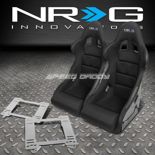 Nrg pair black bucket racing seats+stainless steel bracket for camaro/trans am