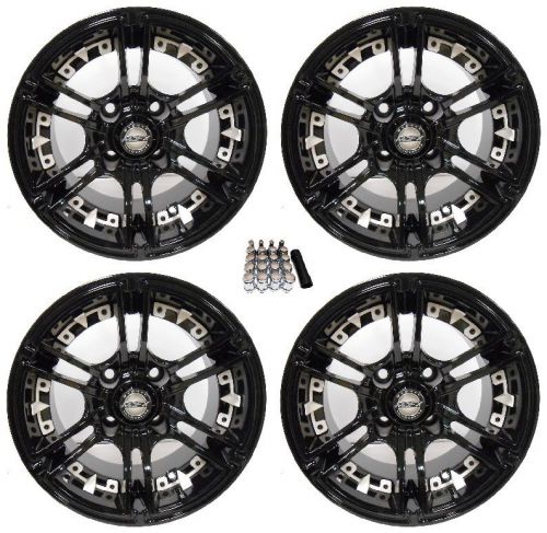 Madjax 14&#034; mirage black/white golf cart wheels/rims yamaha