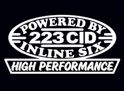 2 high performance 223 cid decal set hp inline straight 6 engine emblem stickers