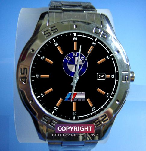 Bmw m power logo stripes black sport metal unisex luxury watches rere new