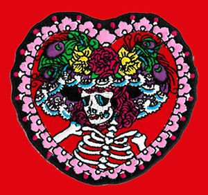 Sugar skull flower hat embroidered iron on patch