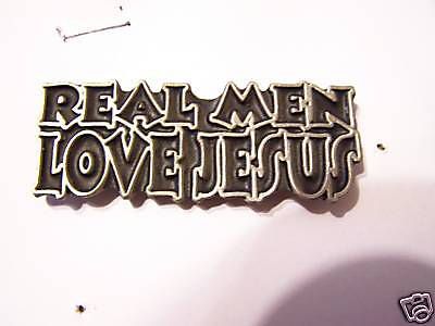 #2009 christian motorcycle vest pin real men love jesus