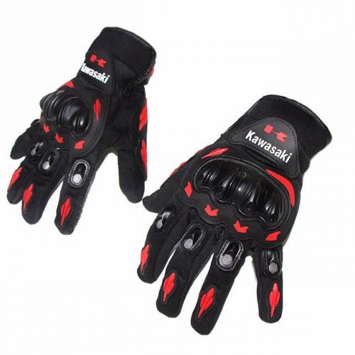 Motorcycle knuckle protection kawasaki riding gloves red medium