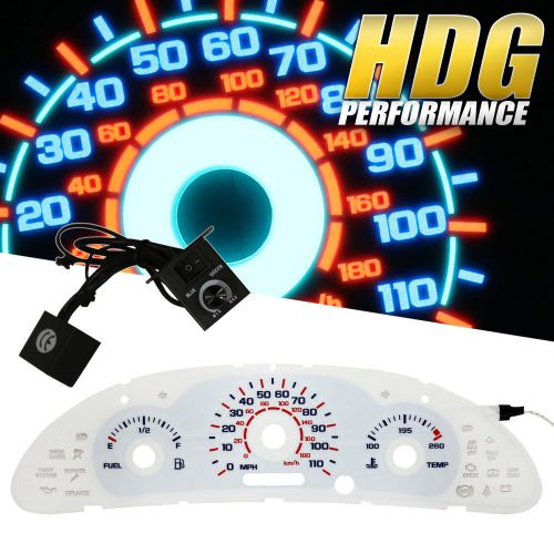 00-02 chevrolet cavalier reverse indiglo overlay glow gauge face cluster upgrade