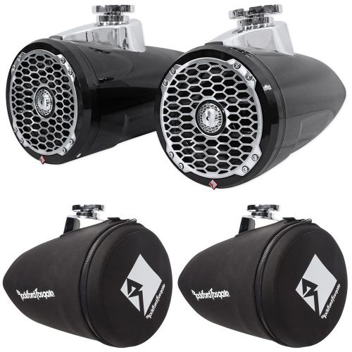 2) rockford fosgate pm2652w-b 6.5&#034; 340 watt marine wakeboard speakers+covers