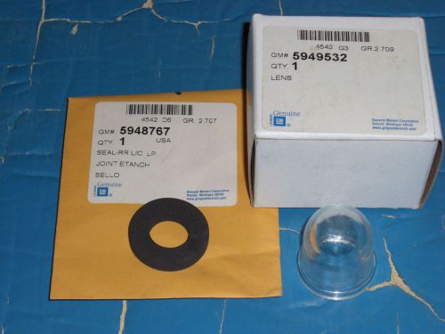 1958-66 chevy/gmc p/u truck license lamp lens &amp; gasket nos gm!!