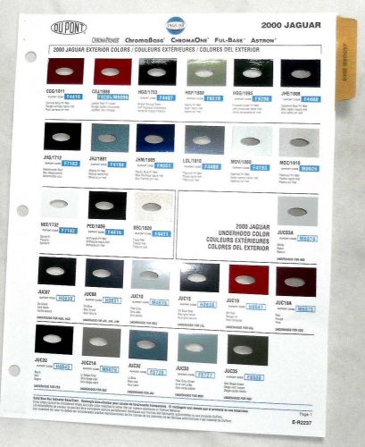 2000 jaguar  dupont  color paint chip chart all models  original