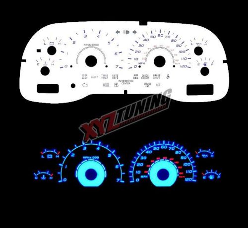 Blue reverse el indiglo glow white gauge face for 01-04 dakota / durango