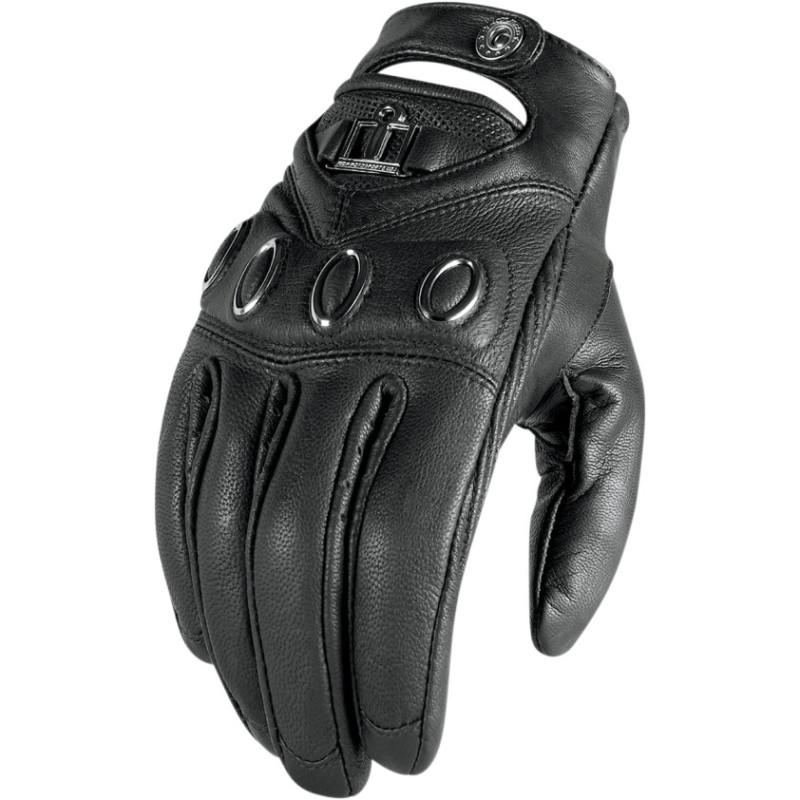 Icon black women's hella leather gloves for motorcycle harley street