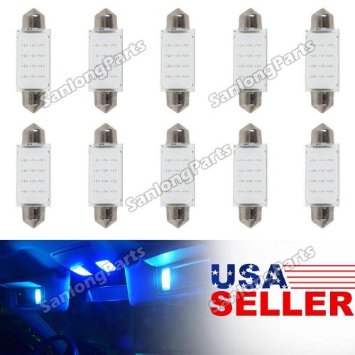 10x blue cob led dome map interior lights bulbs 42mm 1.72&#034; festoon 211-2 578