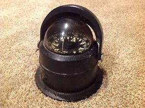 Vintage airguide large lighted marine compass w/ sunshade hood, 6.5” tall