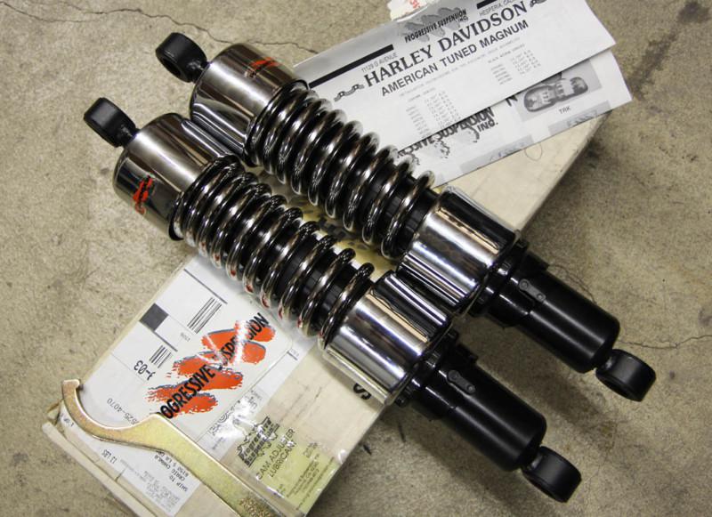 Progressive shocks - 14.25" - 12 / 412 series - chrome - harley davidson 4012c