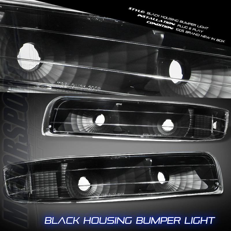 99-02 chevy silverado 00-06 tahoe black housing bumper signal parking lights l+r