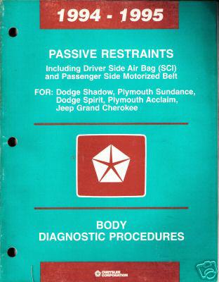 Dodge plymouth jeep passive restraints service manual