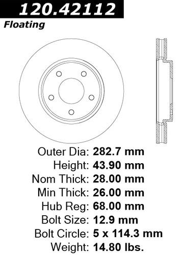 Centric 120.42112 front brake rotor/disc-premium rotor-preferred