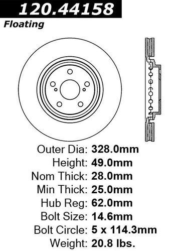 Centric 120.44158 front brake rotor/disc-premium rotor-preferred