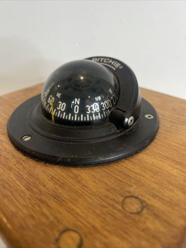 Ritchie compass, flush mount, 2.75&#034; dial, black f-50, wooden base, marine