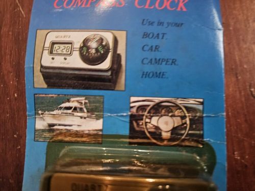 Vintage new quartz compass clock amercep 1980&#039;s in original package boat car rv