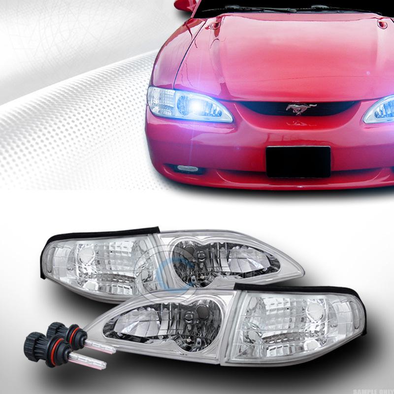 10k hid bi-xenon+crystal chrome head lights+corner signal k2 94-98 ford mustang