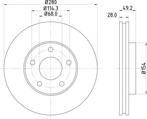 2x brake discs front set l/r 280mm fits nissan solid coated mintex mdc1578c