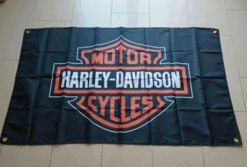 Harley-davidson logo 3x5 ft black flag / banner garage mane cave wall decore