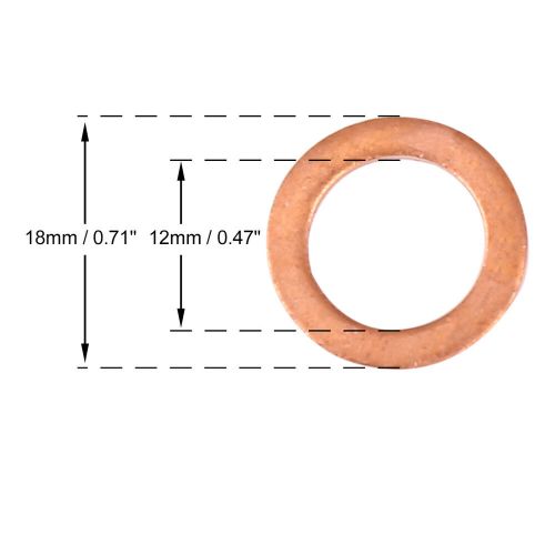 10pcs copper washer flat gasket ring for car 12 x 18 x 1.5mm-