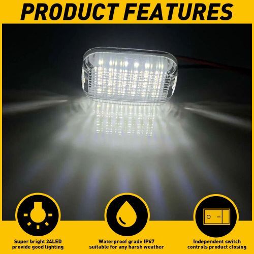 Pair clear cargo 24led van dome light for ford 2015-2024 transit 150 250 350