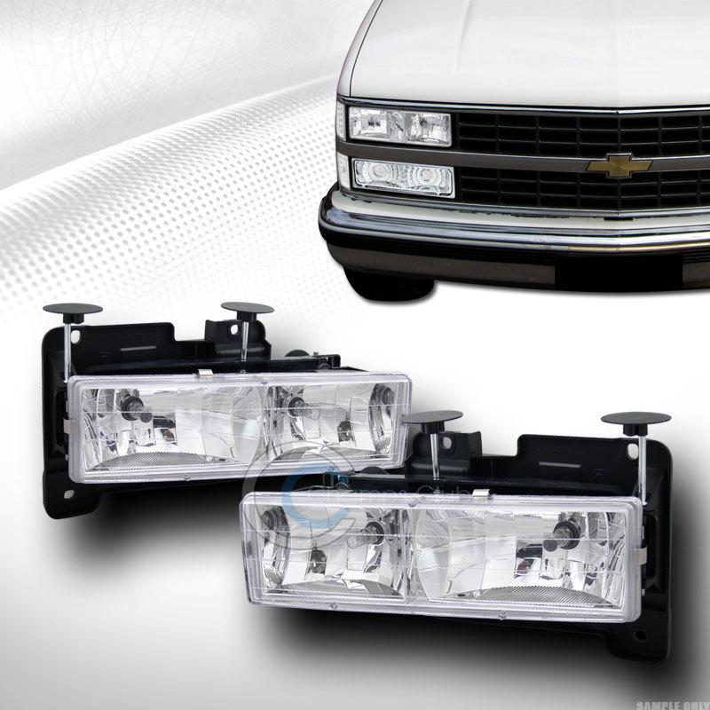 Chrome clear head lights lamps left+right dy 88-98 chevy gmc c10 c/k truck suv