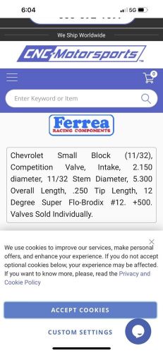 Ferrea f1220p 2.150 .340 5.300 sbc valves