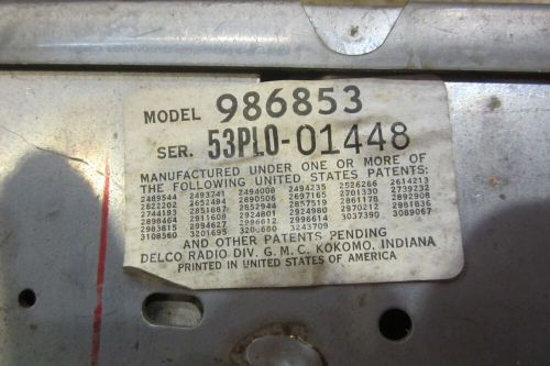 Factory original delco am radio, model 986853, for parts or repair