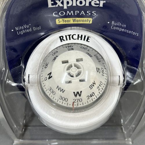 Ritchie s-53w explorer surface mount compass white (new) nitevu lighted dial