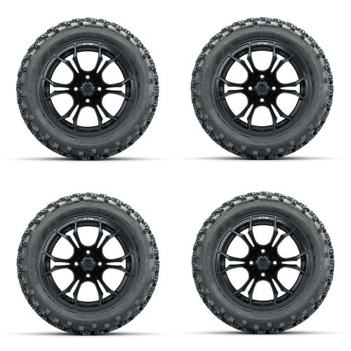 Golf cart gtw 14&#034; spyder matte black wheel | 23x10-14 rogue at tire | 4 set