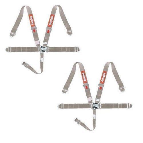 Racequip 711061 5 point silver platinum seat belts pair racing harness 2 pack