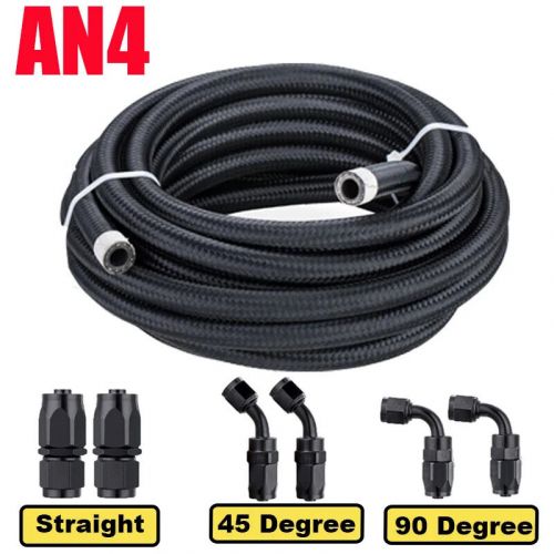 19.6ft/6m 4an 6an 8an 10an fuel line oil hose nylon steel braided cpe +6 fitting