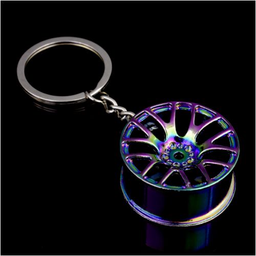 New for car parts key chain motor hub valve piston engine rotate keyring color