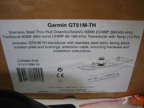 Garmin gt51m-th thru-hull transducer - complete w/13&#039; cable - new open box