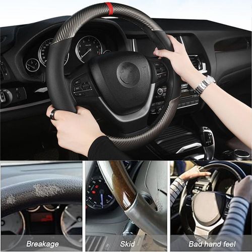 15 &#034; carbon fiber universal steering wheel cover stylish non-slip car interior