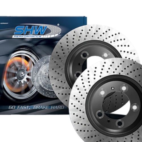 Shw performance front drilled brake discs 350x33mm for porsche 911 996 gt3